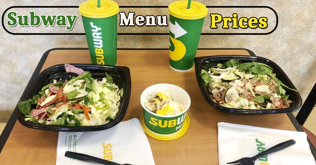 Subway Menu With Price